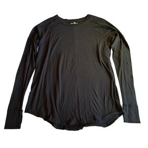 We The Free Free People Arden Tee Black Cotton Long Sleeve Size M